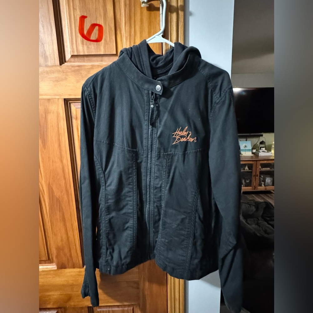 Harley-Davidson Black and Orange Hoodie Jacket
